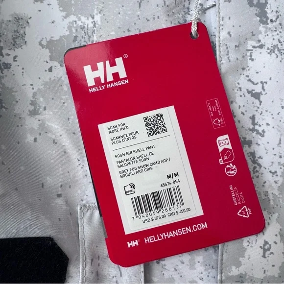 Helly Hansen Men’s Sogn Bib Shell pants - gray fog camo - men’s medium - BNWT - Picture 3 of 6